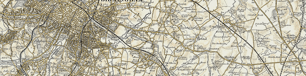 Old map of South Yardley in 1901-1902