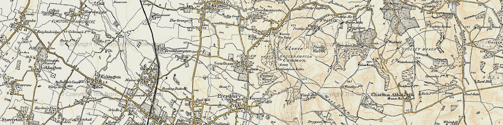 Old map of Southam in 1898-1900