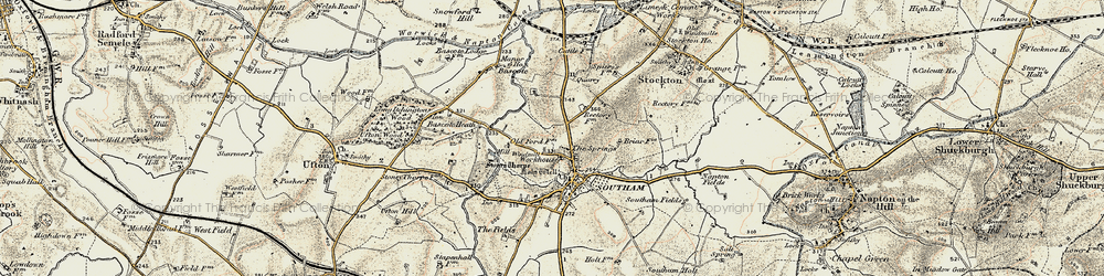 Old map of Southam in 1898-1902