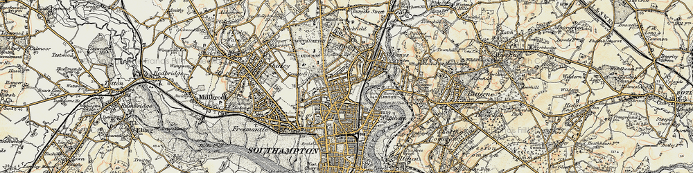 Old map of Southampton in 1897-1909
