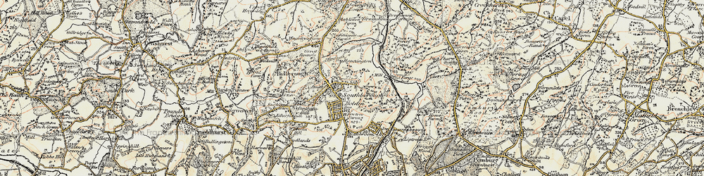Old map of Southborough in 1897-1898