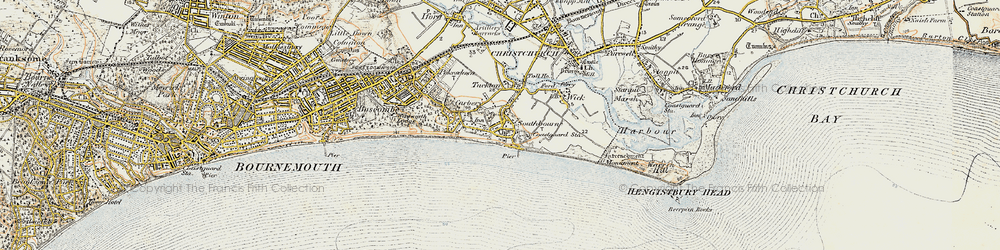Old map of Southbourne in 1899-1909