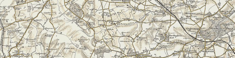 Old map of Southburgh in 1901-1902