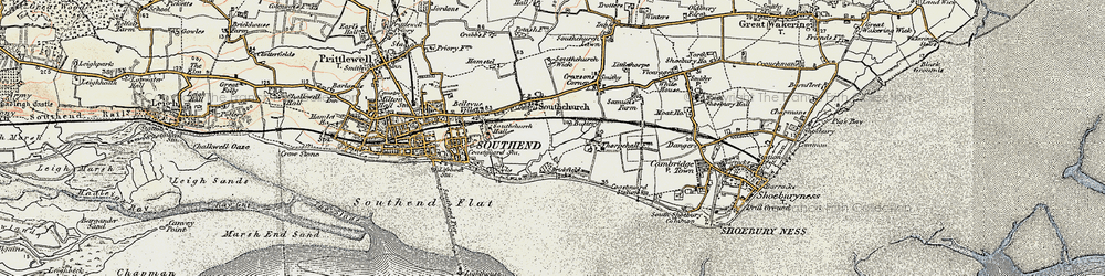 Old map of Southchurch in 1897-1898