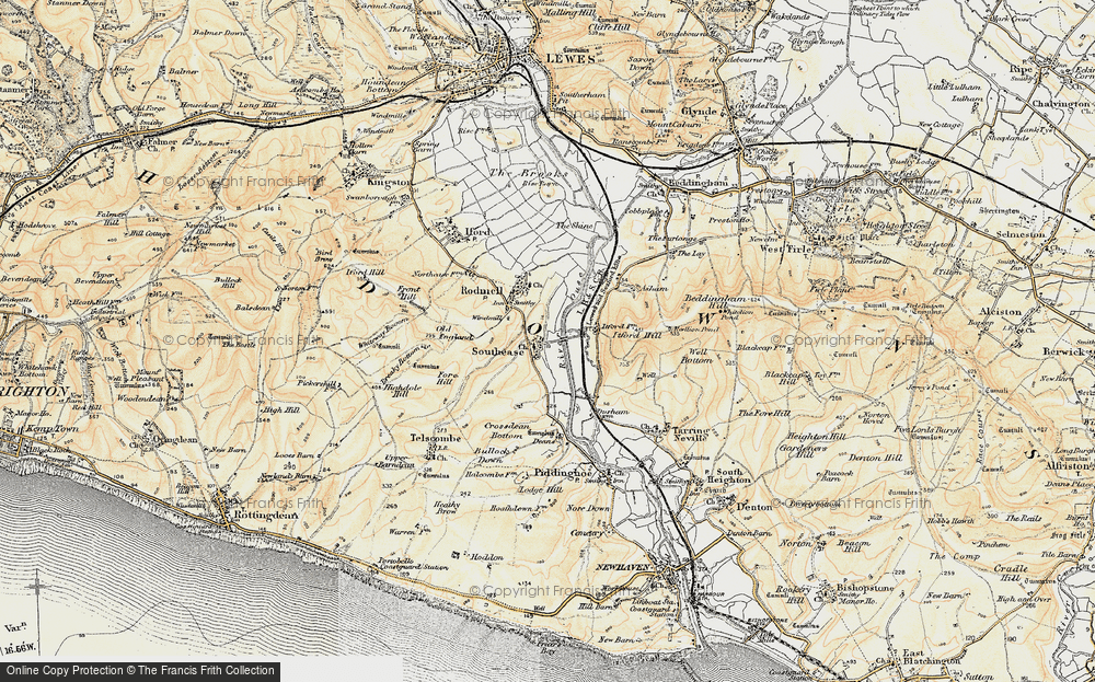 Old Map of Southease, 1898 in 1898