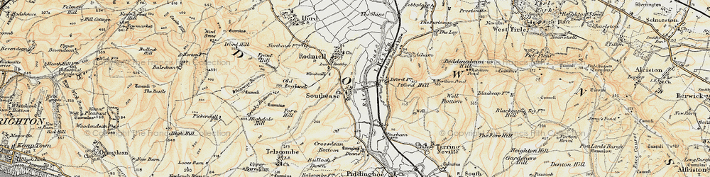 Old map of Southease in 1898