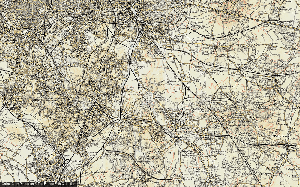Old Map of Historic Map covering Beckenham Palace Park in 1897-1902