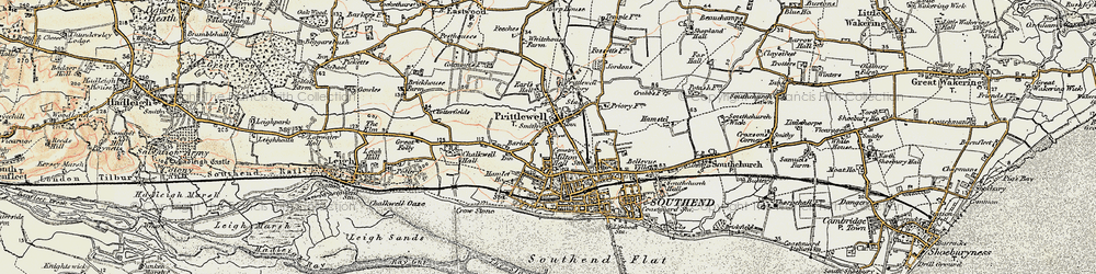 Old map of Southend-on-Sea in 1898