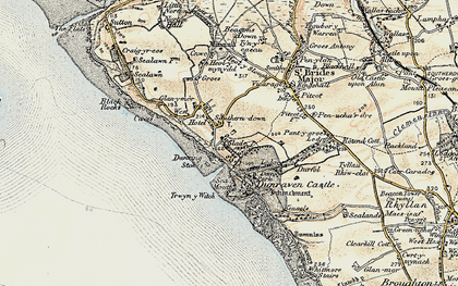 Old map of Dunraven Bay in 1900