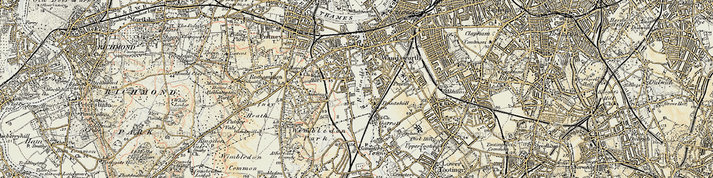 Old map of Southfields in 1897-1909