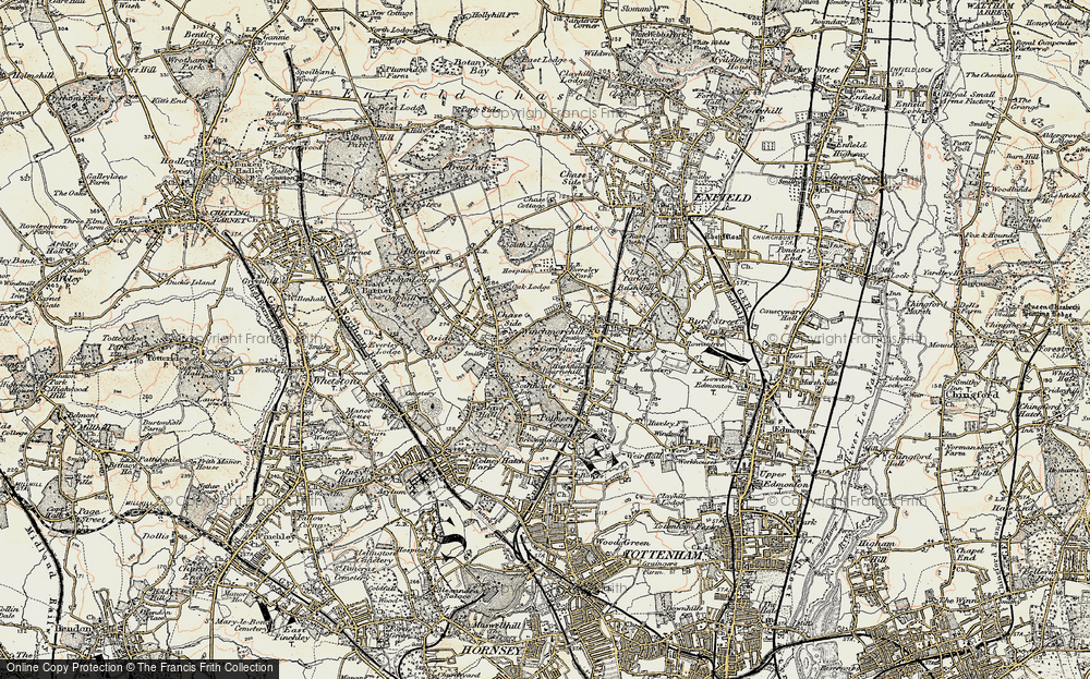 Old Map of Southgate, 1897-1898 in 1897-1898
