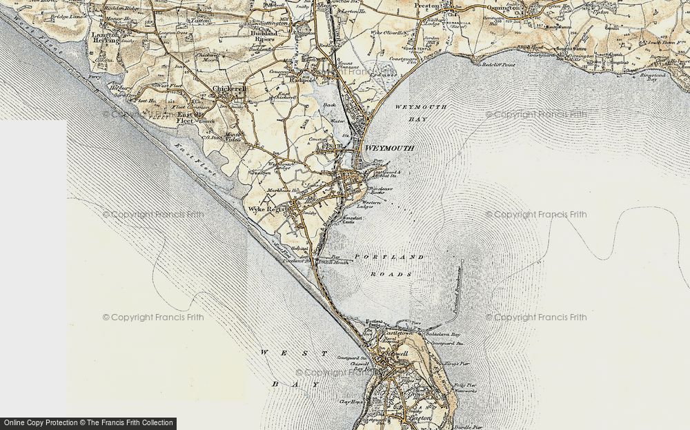 Old Map of Historic Map covering Portland Harbour in 1899