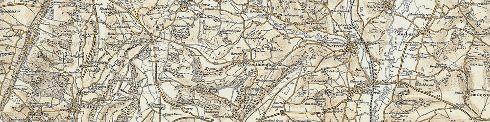 Old map of Bonehayne in 1899
