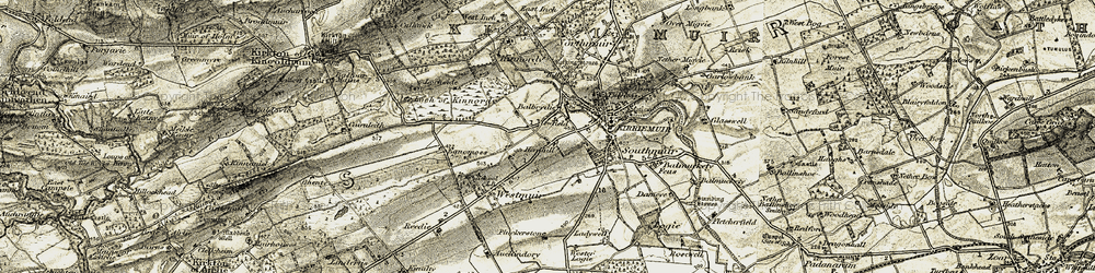 Old map of Southmuir in 1907-1908
