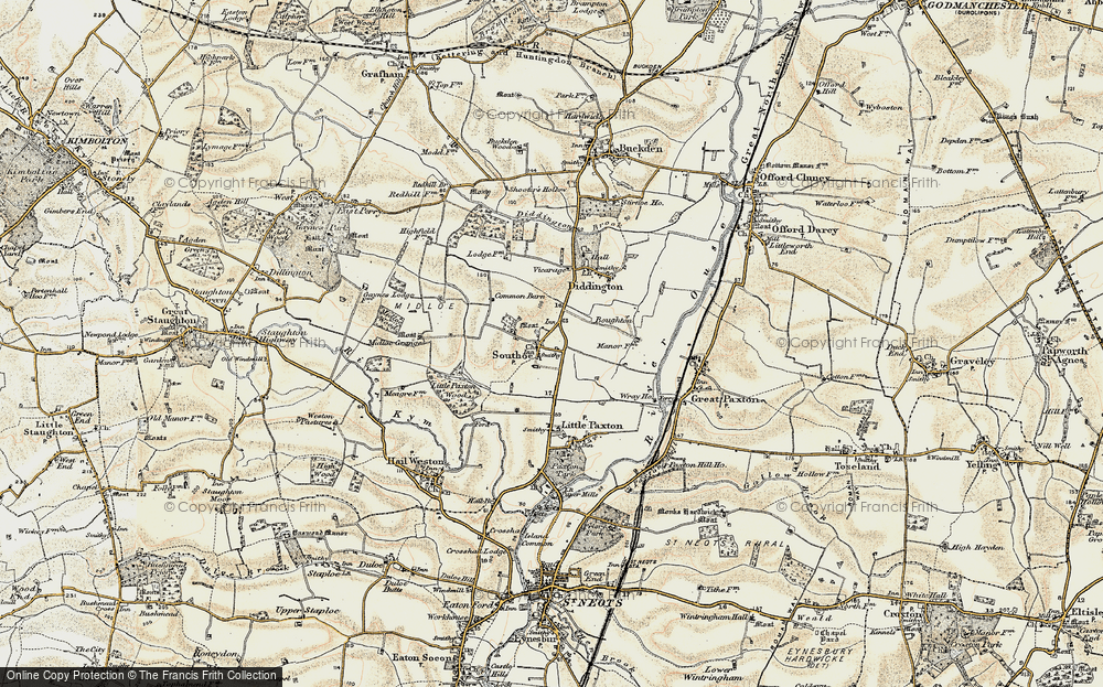Old Map of Historic Map covering Boughton Village in 1898-1901