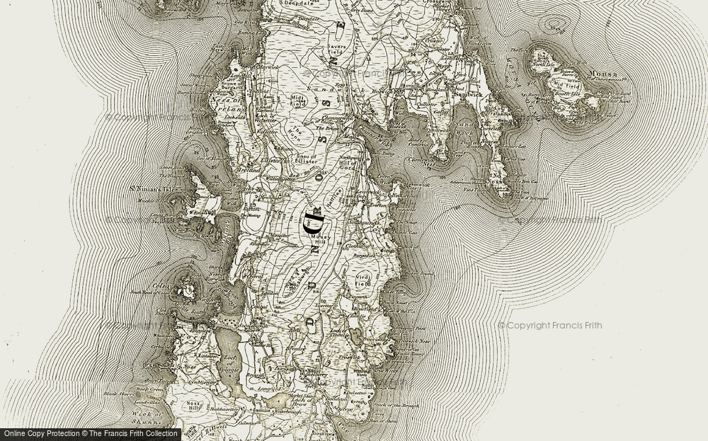 Old Map of Historic Map covering Burgadies in 1911-1912