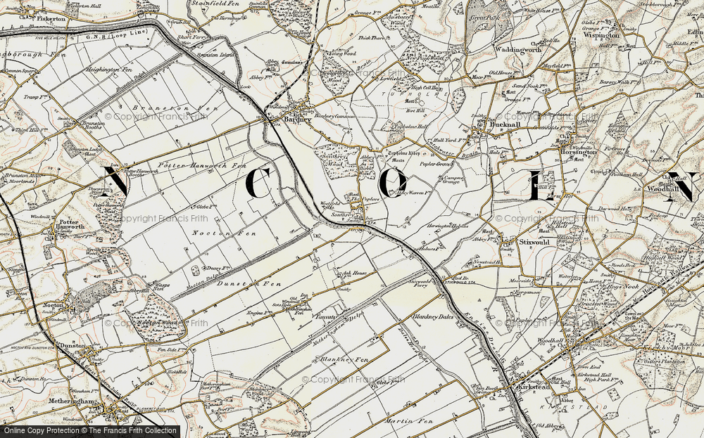 Old Map of Southrey, 1902-1903 in 1902-1903