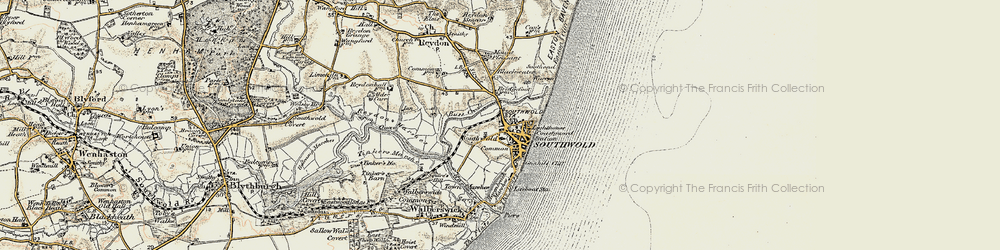 Old map of Southwold in 1901-1902