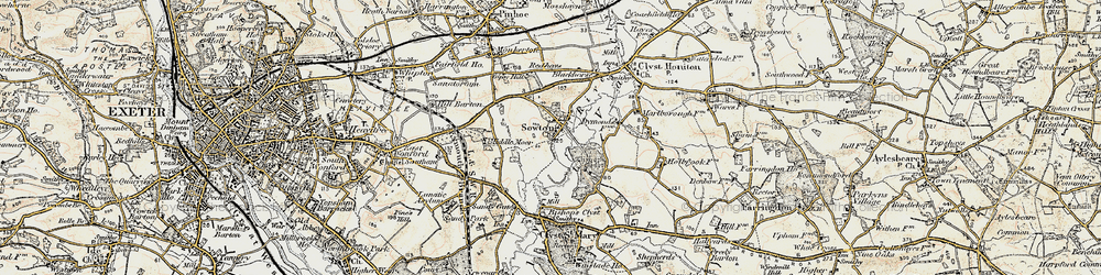 Old map of Sowton in 1899