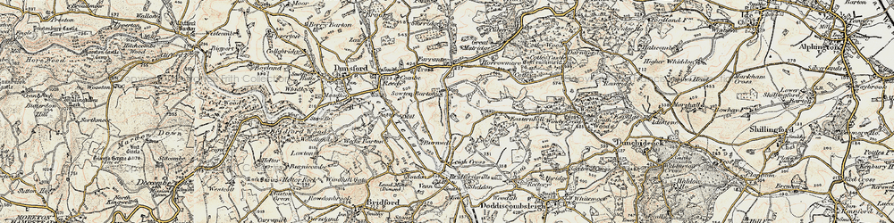 Old map of Sowton Barton in 1899-1900