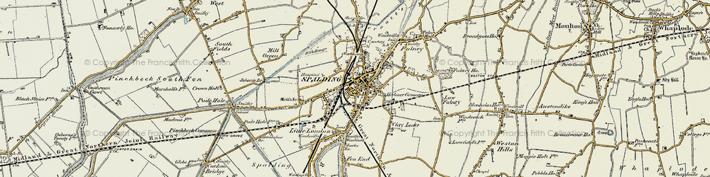 Old map of Spalding in 1901-1903