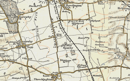 Old map of Spanby in 1902-1903
