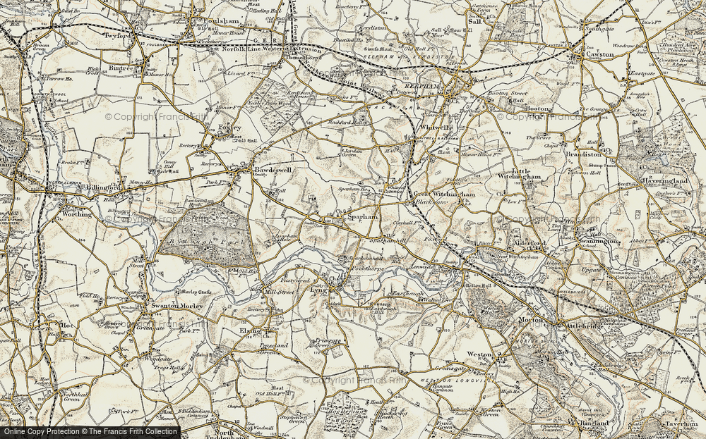 Old Map of Sparham, 1901-1902 in 1901-1902