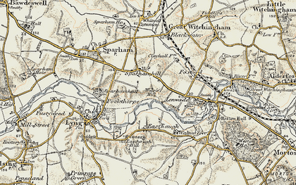 Old map of Sparhamhill in 1901-1902