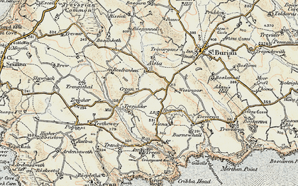 Old map of Sparnon in 1900