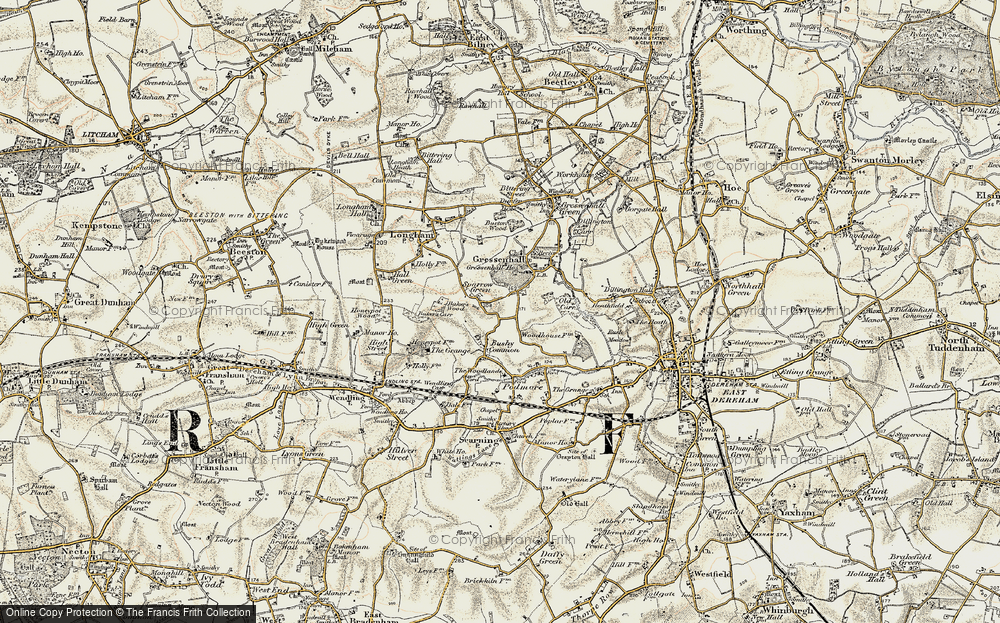 Old Map of Sparrow Green, 1901-1902 in 1901-1902