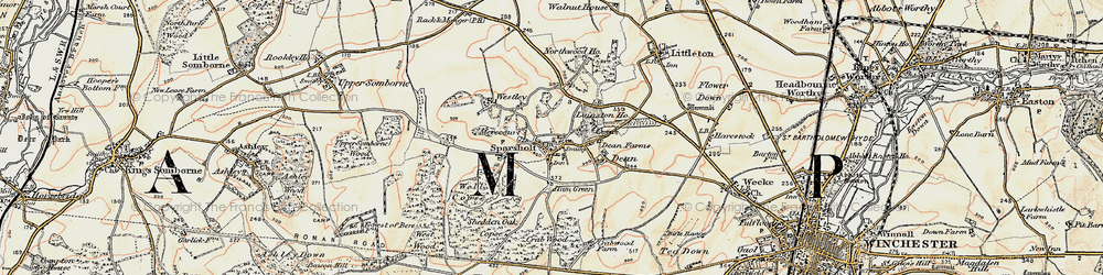 Old map of Sparsholt in 1897-1900