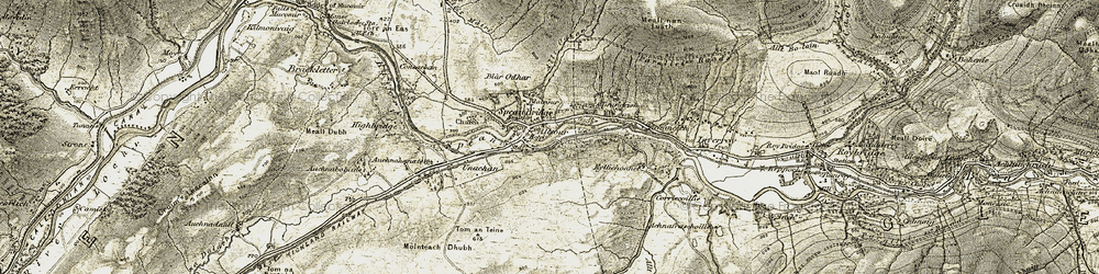 Old map of Spean Bridge in 1906-1908
