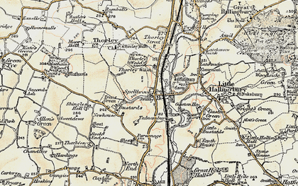 Old map of Spellbrook in 1898-1899