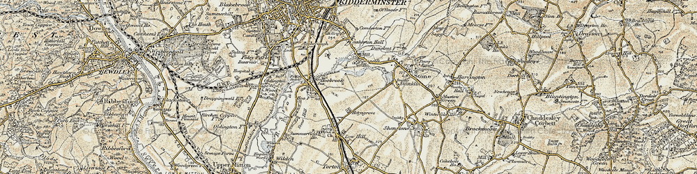 Old map of Spennells in 1901-1902