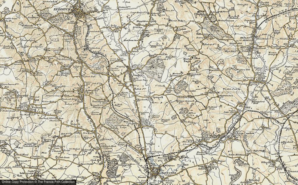 Old Map of Historic Map covering Spernall Park in 1899-1902