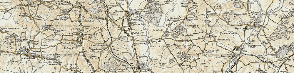 Old map of Spernall in 1899-1902