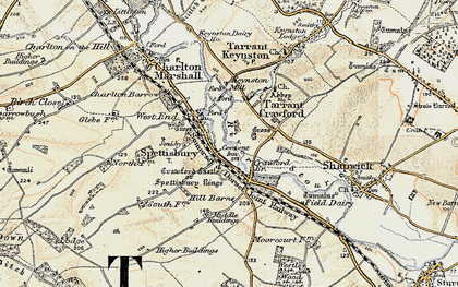 Old map of Spetisbury in 1897-1909