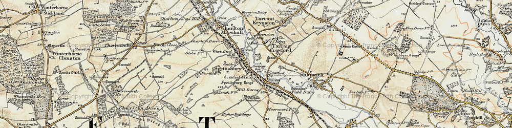Old map of Spetisbury in 1897-1909