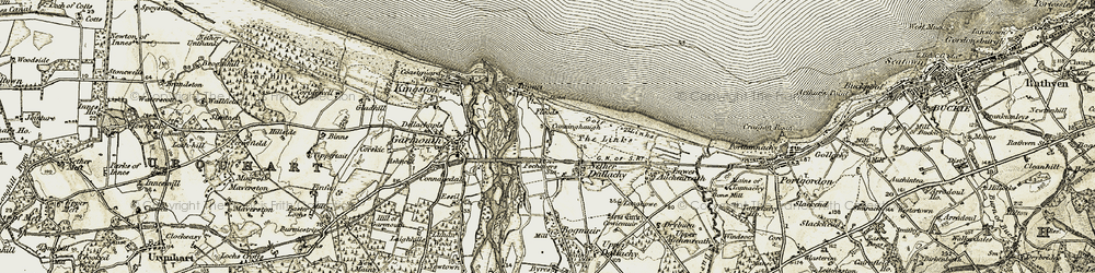 Old map of Spey Bay in 1910