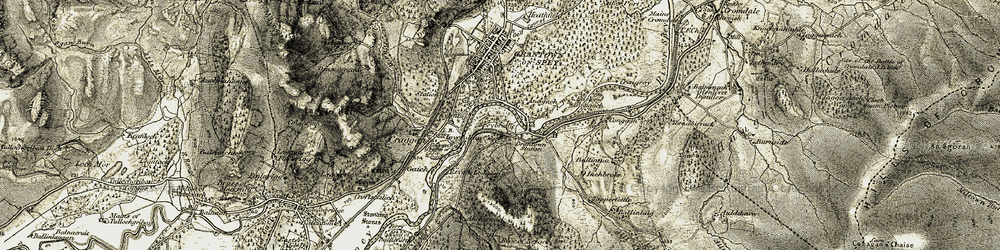 Old map of Speybridge in 1908-1911