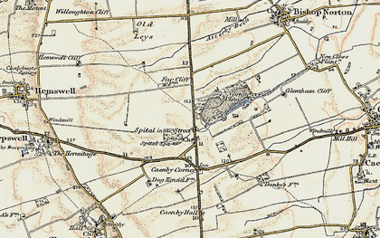 Old map of Caenby Corner in 1903