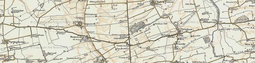 Old map of Caenby Corner in 1903