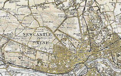 Old map of Spital Tongues in 1901-1904