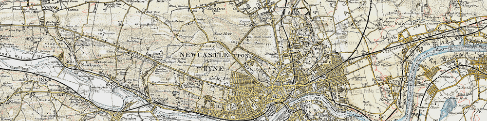 Old map of Spital Tongues in 1901-1904