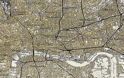 Old map of Spitalfields in 1897-1902