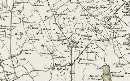 Old map of Achanarras Hill in 1911-1912