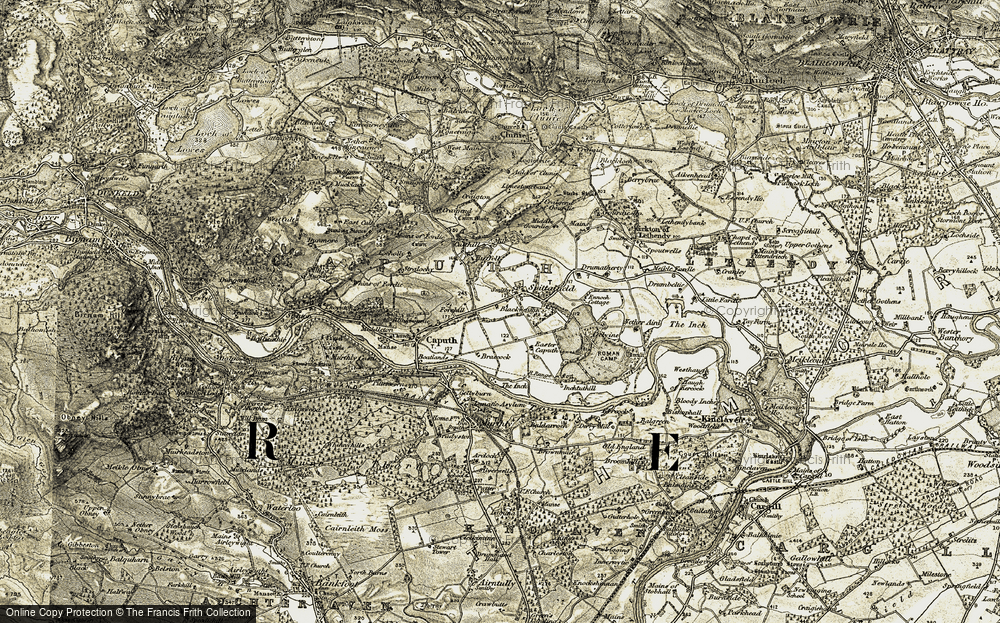 Old Map of Historic Map covering Blinkbonnie in 1907-1908