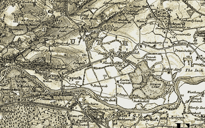 Old map of Spittalfield in 1907-1908