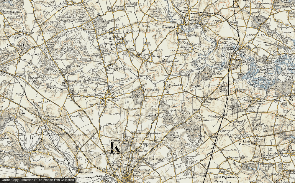Old Map of Spixworth, 1901-1902 in 1901-1902