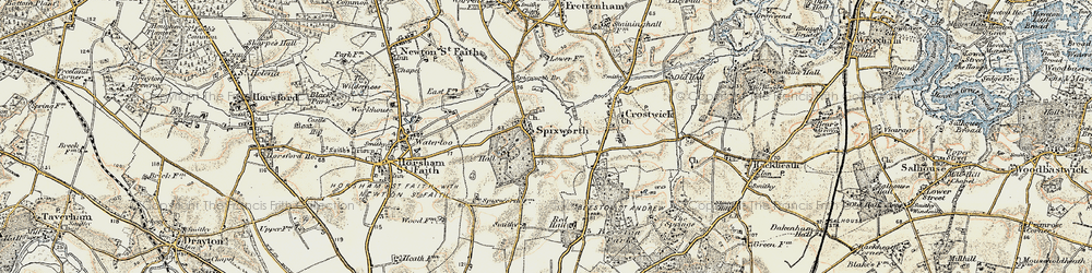 Old map of Spixworth in 1901-1902